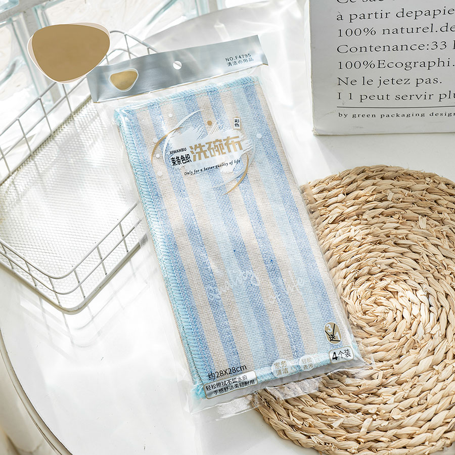 束條色織洗碗布4條裝